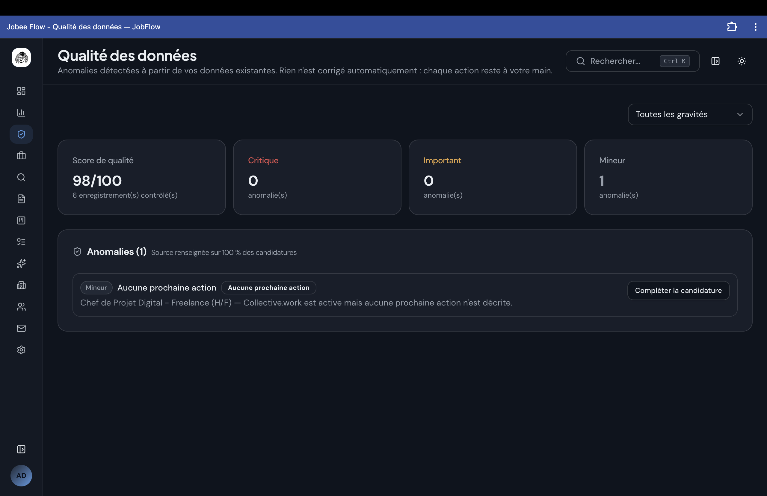 JobFlow data quality anomaly detection